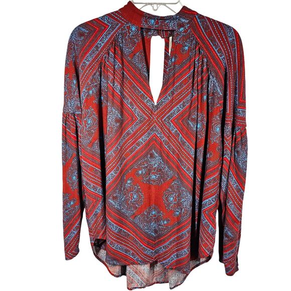 Free People Walking On a Dream Cut-Out Choker Tunic Top Red Size XS - Picture 3 of 10